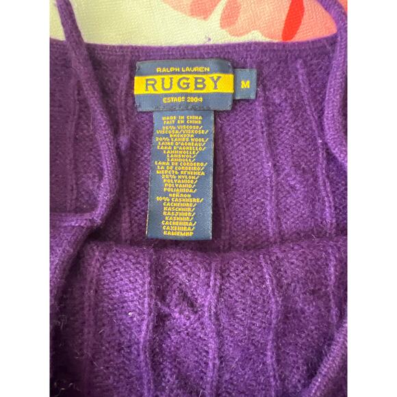 Ralph Lauren Rugby Purple Cable Knit Halter Top Sweater Women’s M - Picture 2 of 5